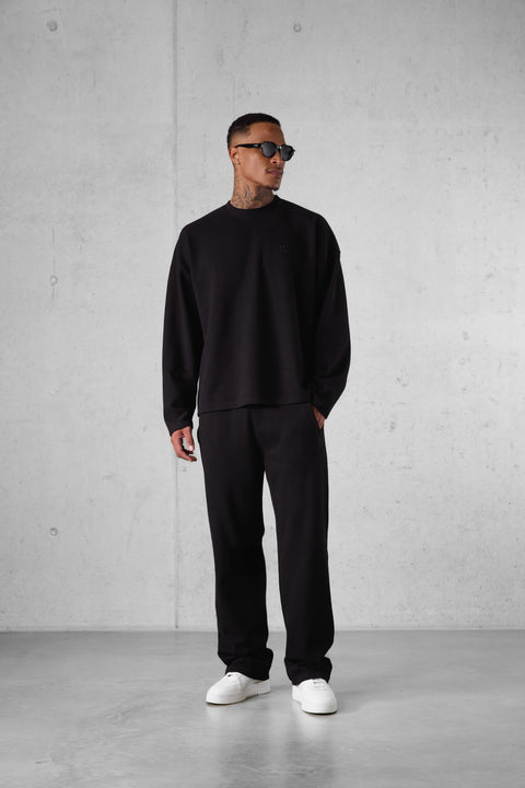 BLACK COMFY LOOSE SWEATPANTS