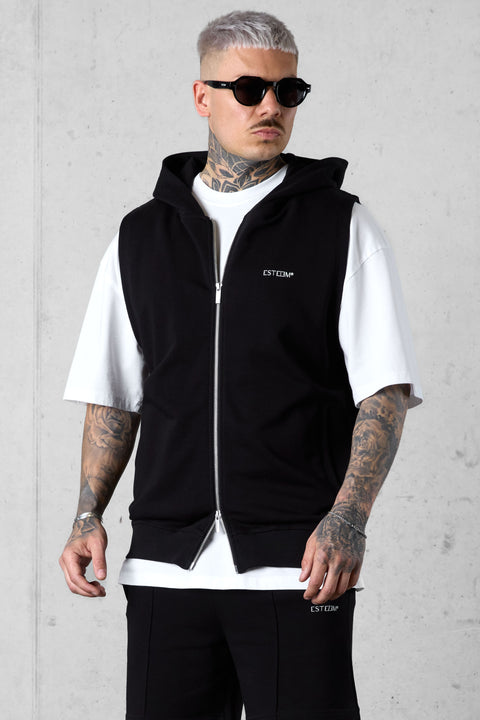 BLACK ESSENTIAL SWEATVEST