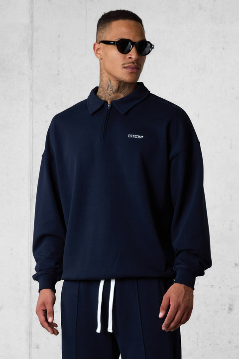 DARKSAPPHIRE ESSENTIAL OVERSIZED HALFZIP SWEATER