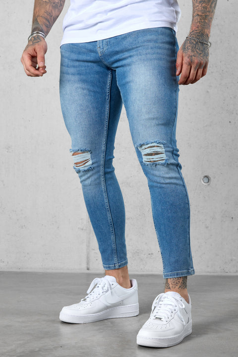WASHED BLUE DESTROYED JEANS 5.0