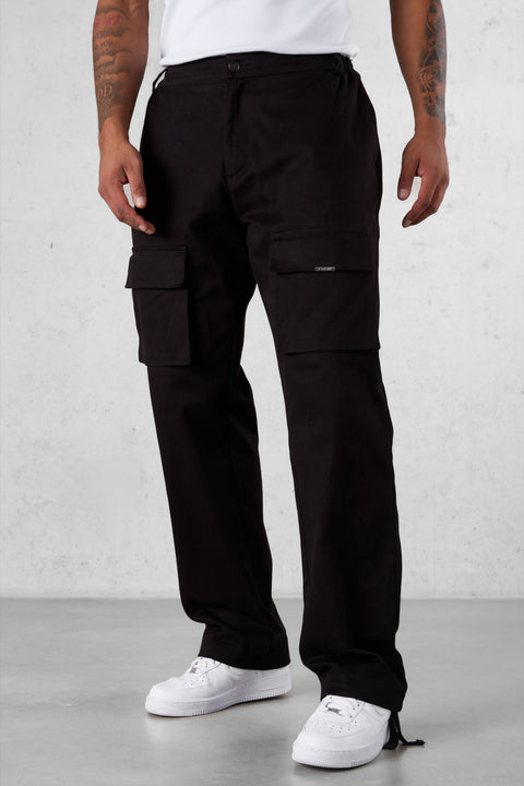 BLACK CARGO CHINO PANTS