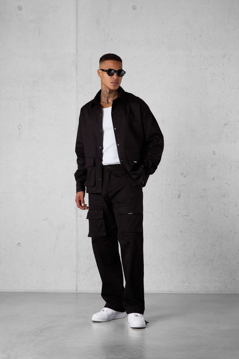BLACK CARGO OVERSIZED CHINO SHIRT