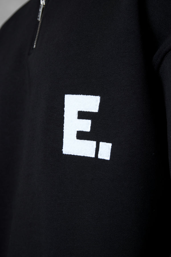 BLACK E. STATEMENT OVERSIZED HALFZIP SWEATER
