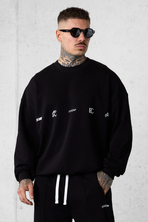 BLACK LOGOS OVERSIZED SWEATER