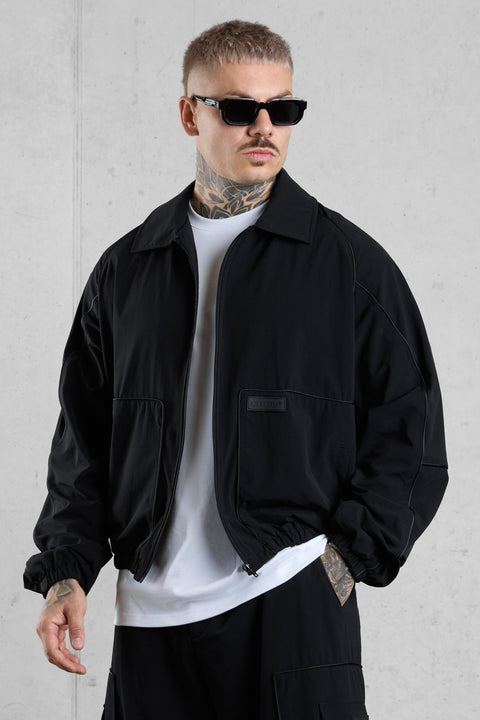 BLACK NYLON TRACKJACKET