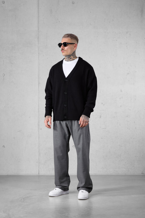 BLACK OVERSIZED KNIT CARDIGAN