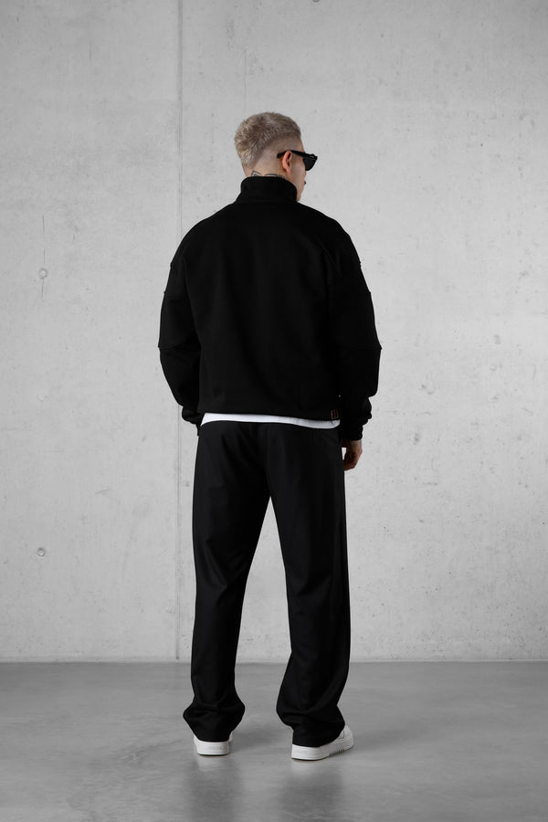 BLACK SIGNATURE AESTHETICS OVERSIZED HALFZIP SWEATER