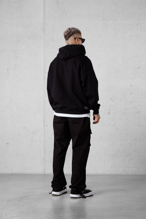 BLACK SP APPLIQUÉ OVERSIZED HOODIE