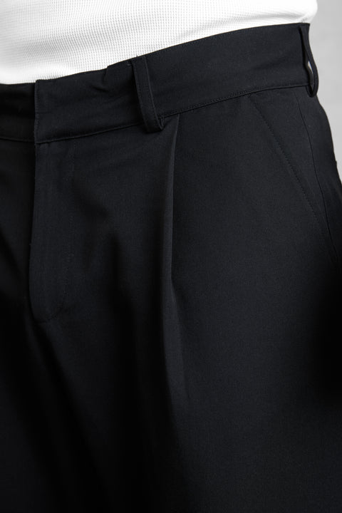 BLACK WIDE TAILORED PANTS