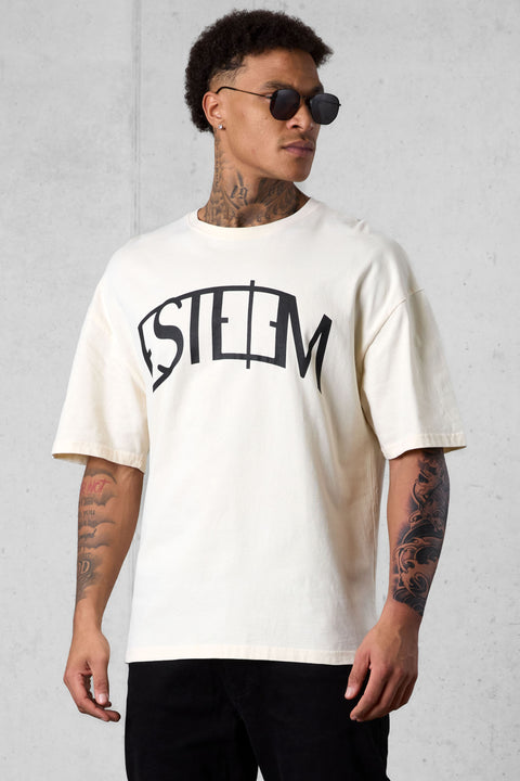 BEIGE CURVE OVERSIZED TEE