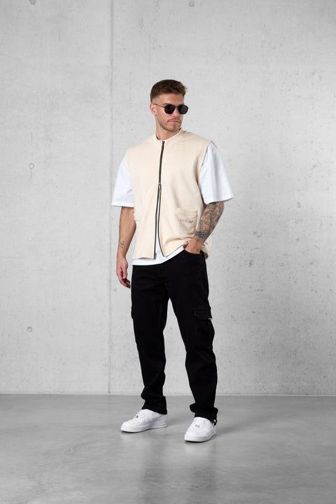 BEIGE DISCREET POCKET SWEATVEST