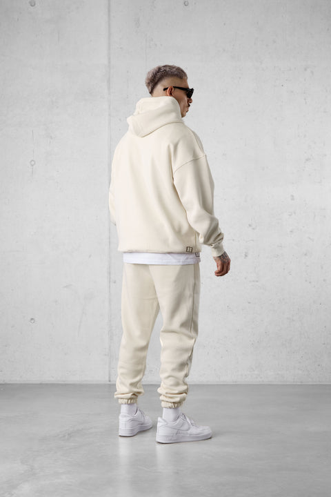 BEIGE LETTERING OVERSIZED HOODIE