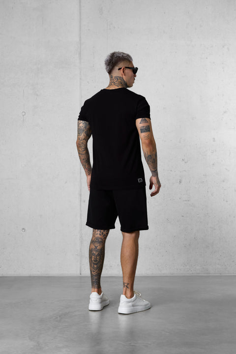 BLACK DECONSTRUCTED LOGO TEE