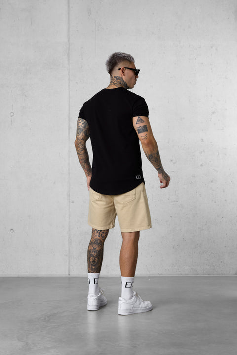 BLACK DOUBLE PALM LOGO TEE