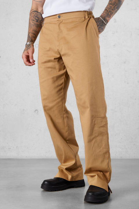 CAMEL SLIT CHINO PANTS