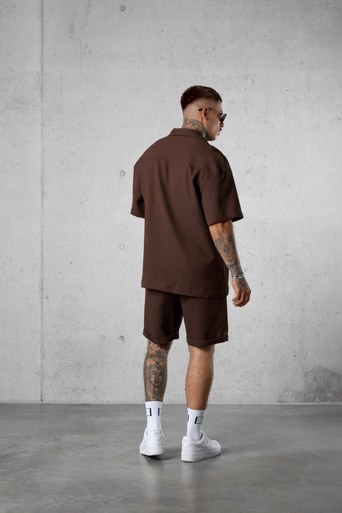 COFFEE PLEATED SHIRT