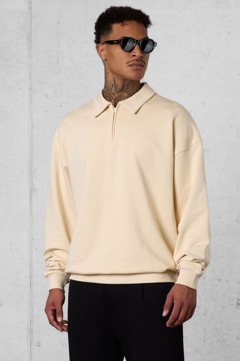 CREMEBRULEE ESSENTIAL OVERSIZED HALFZIP SWEATER