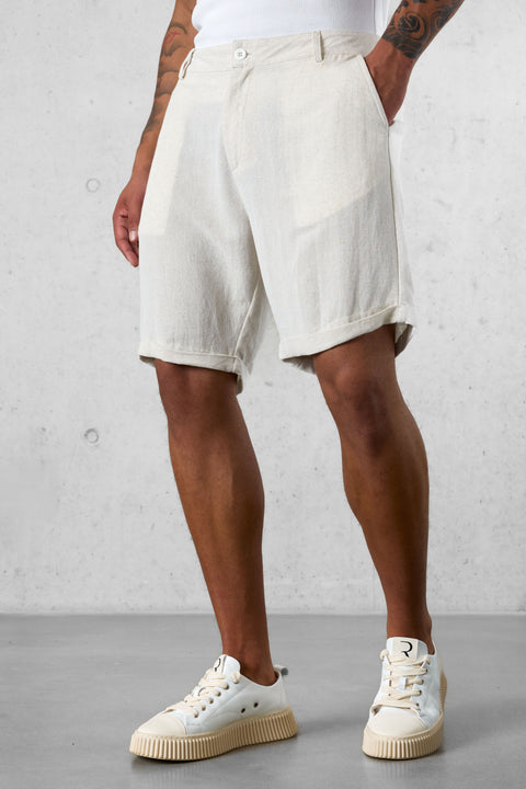 ECRU LINEN SHORTS