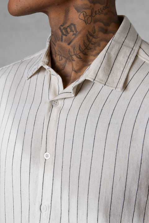 ECRU STRIPED LINEN SHIRT