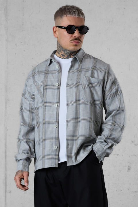 GREYBLUE PLAID OVERSIZED SHIRT