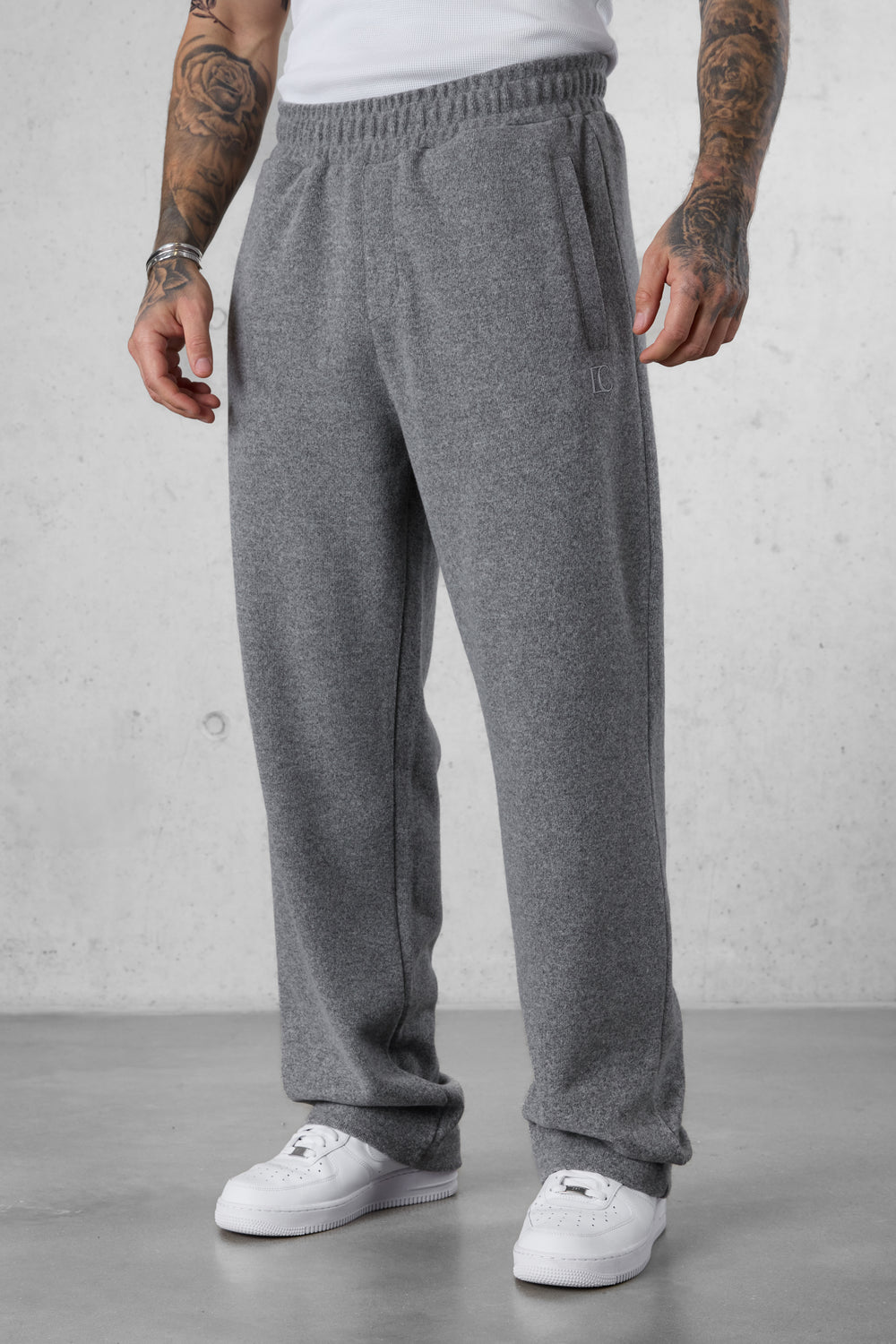 GREY MELANGE COMFY LOOSE SWEATPANTS
