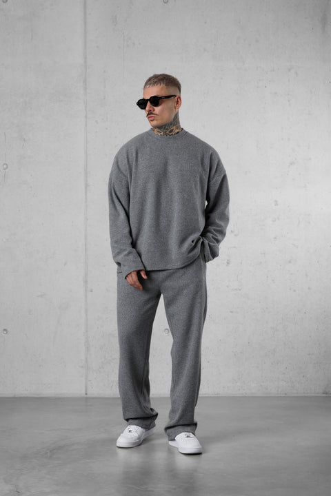 GREY MELANGE COMFY LOOSE SWEATPANTS