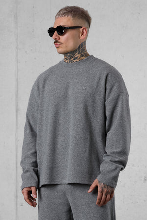 GREY MELANGE COMFY OVERSIZED SWEATER
