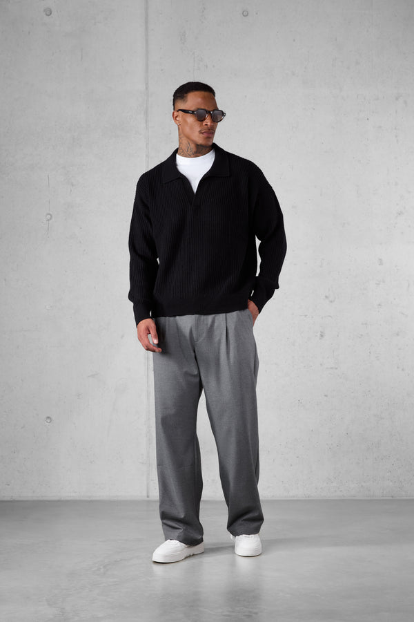 GREY WIDE TAILORED PANTS