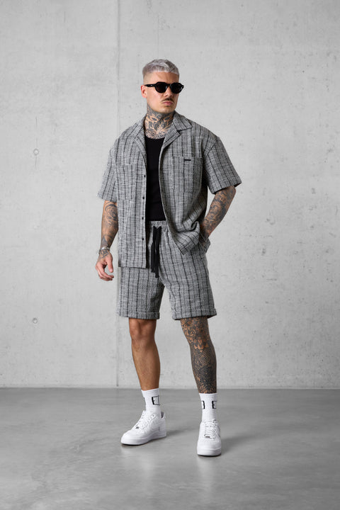 GREY STRIPED JACQUARD SHORTS