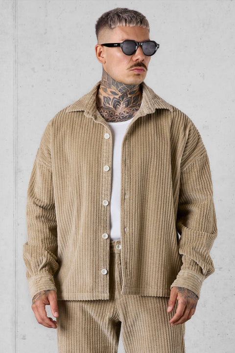 LIGHTBROWN CORD OVERSIZED SHIRT