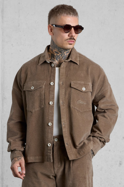 MOCHA CORD OVERSIZED SHIRT
