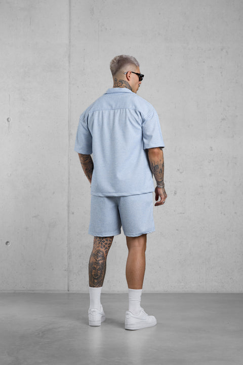 LIGHTBLUE TEXTURED SHORTS