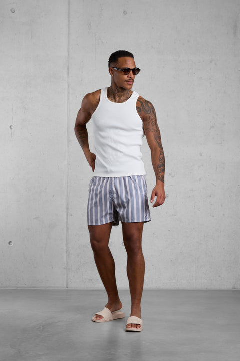 DARKKHAKI STRIPED SWIMSHORTS