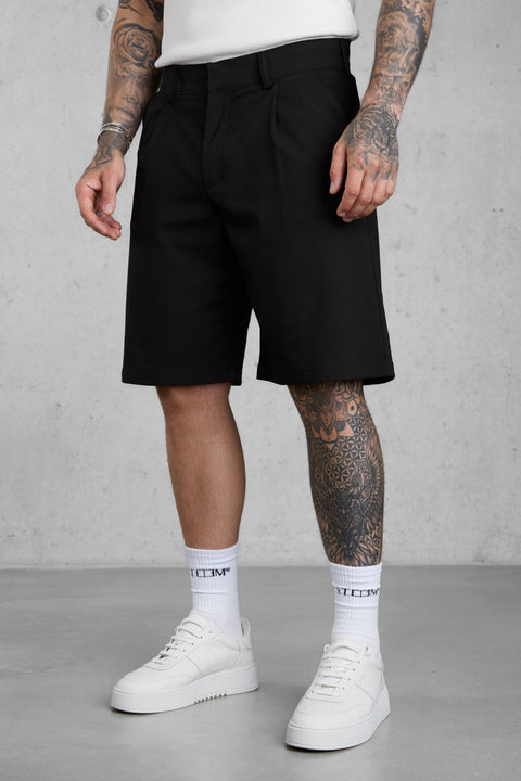 BLACK WIDE TAILORED SHORTS
