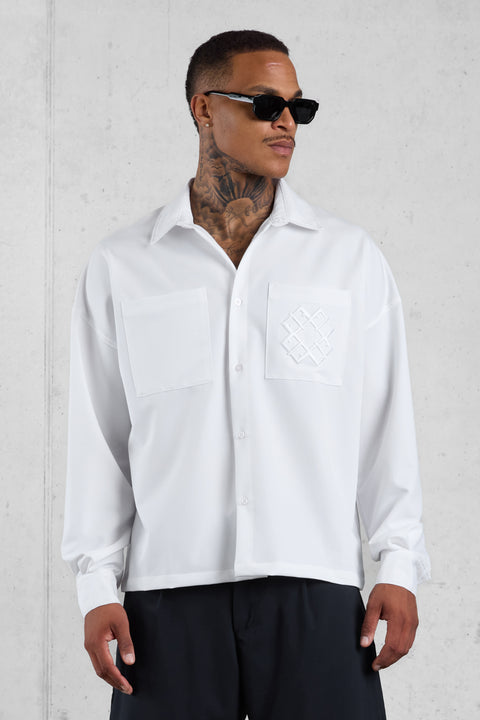 WHITE MONOGRAM OVERSIZED SHIRT