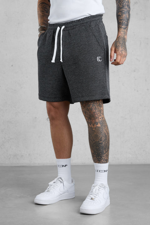 BLACK TEXTURED SHORTS