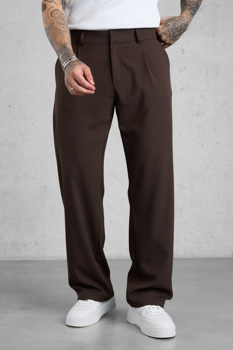 DARKBROWN WIDE TAILORED PANTS