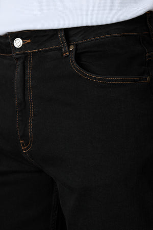 WASHED BLACK CONTRAST LOOSE JEANS