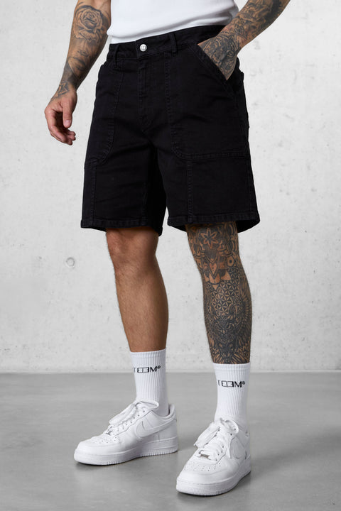 WASHED BLACK SEAMS JEANSSHORTS
