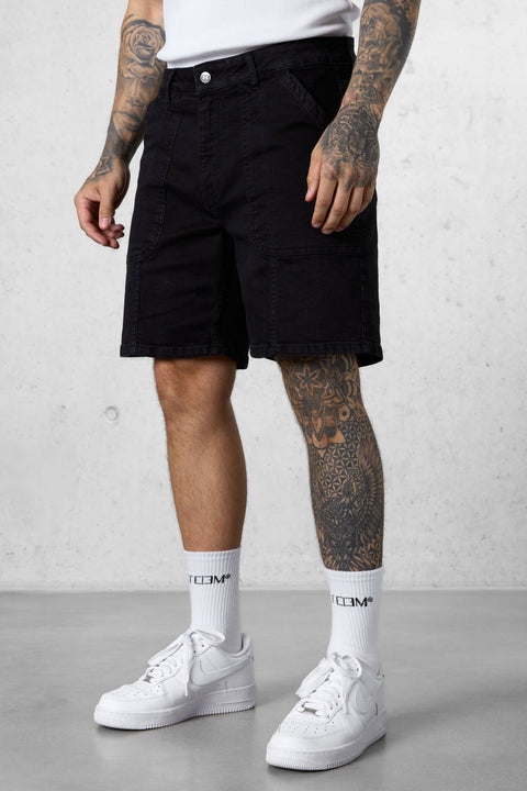 WASHED BLACK SEAMS JEANSSHORTS