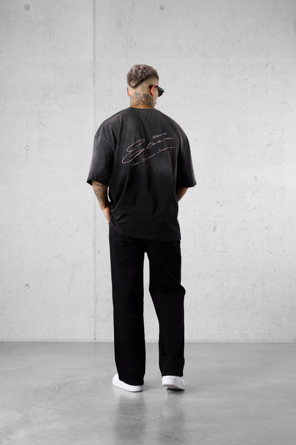 WASHED GREY HIGH STANDARD SIGNATURE OVERSIZED TEE