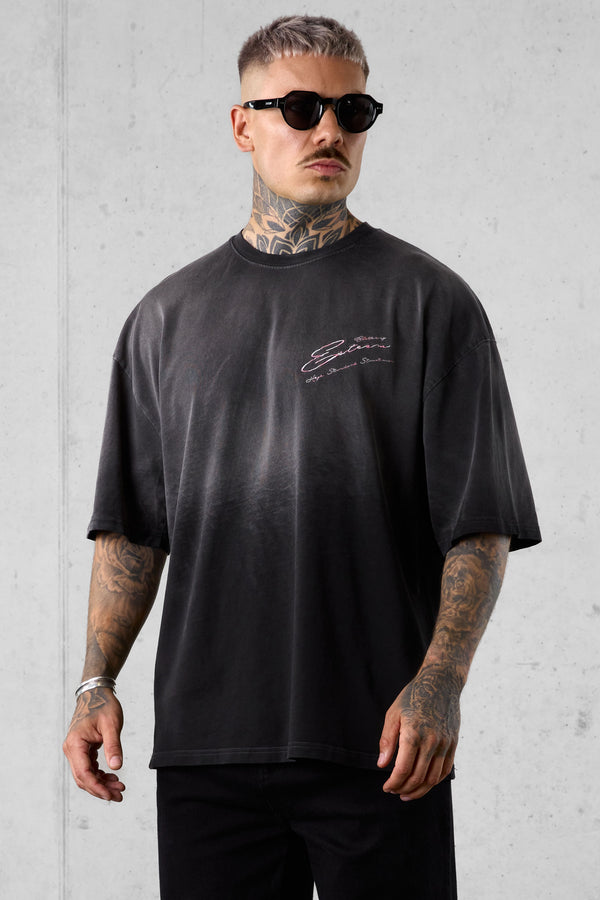 WASHED GREY HIGH STANDARD SIGNATURE OVERSIZED TEE