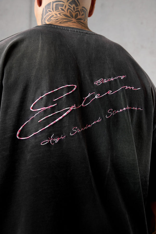 WASHED GREY HIGH STANDARD SIGNATURE OVERSIZED TEE