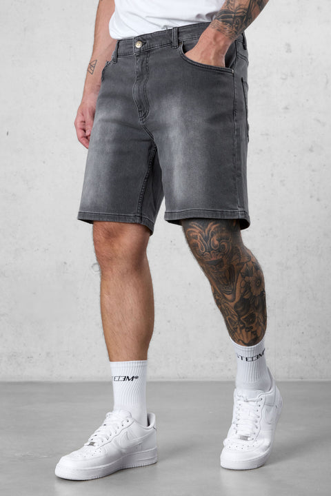 WASHED LIGHTGREY BASIC JEANSSHORTS