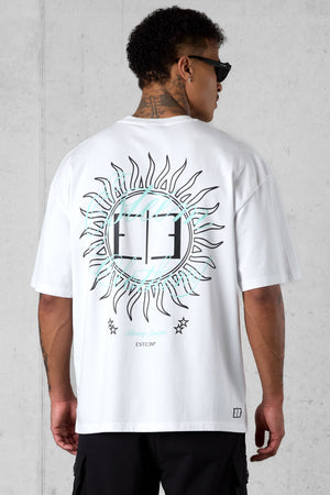 WHITE BLAZING SUNSHINE OVERSIZED TEE