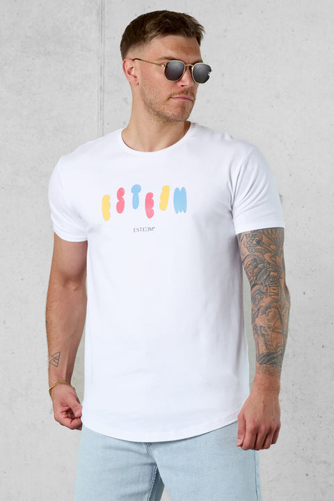 WHITE COLORED BLOWN-UP TEE