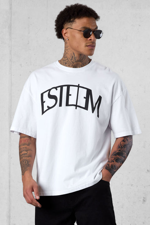 WHITE CURVE OVERSIZED TEE