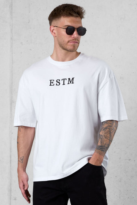 WHITE ESTM OVERSIZED TEE
