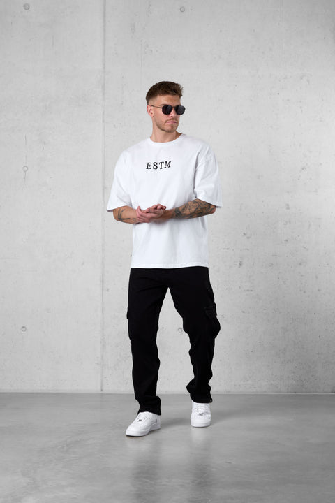 WHITE ESTM OVERSIZED TEE