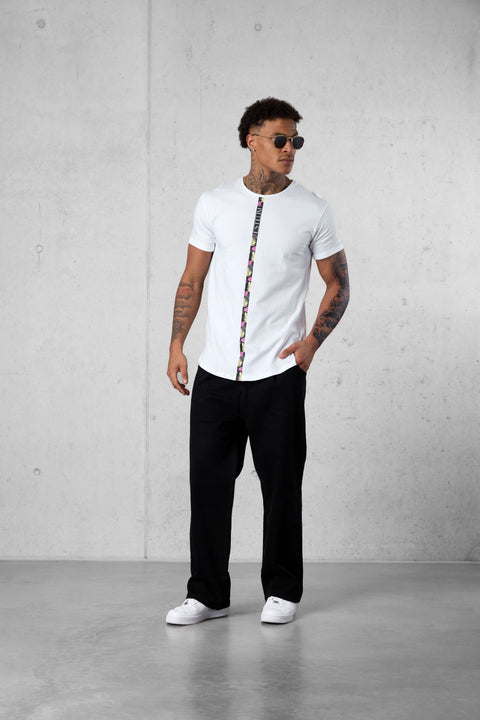 WHITE PALM STRIPE TEE 2.0